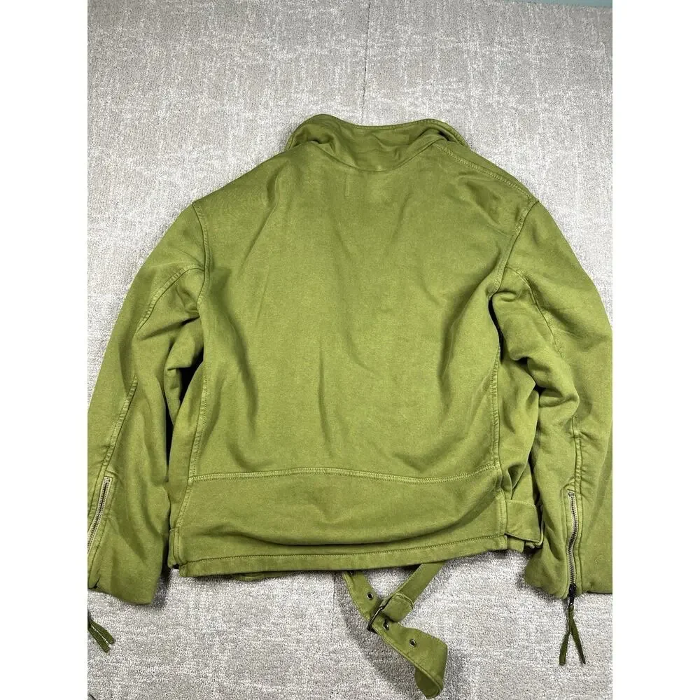 Free People We The Free Rebel Knit Oversized Moto Jacket Olive Green Size Medium